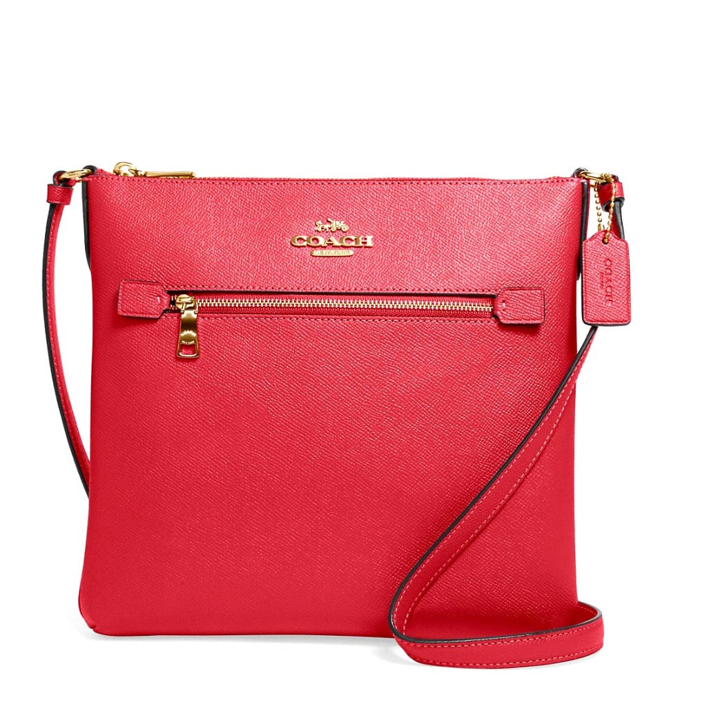 New Coach Rowan Leather Red Crossbody Shoulder Bag Strawberry Pink Gold C1556